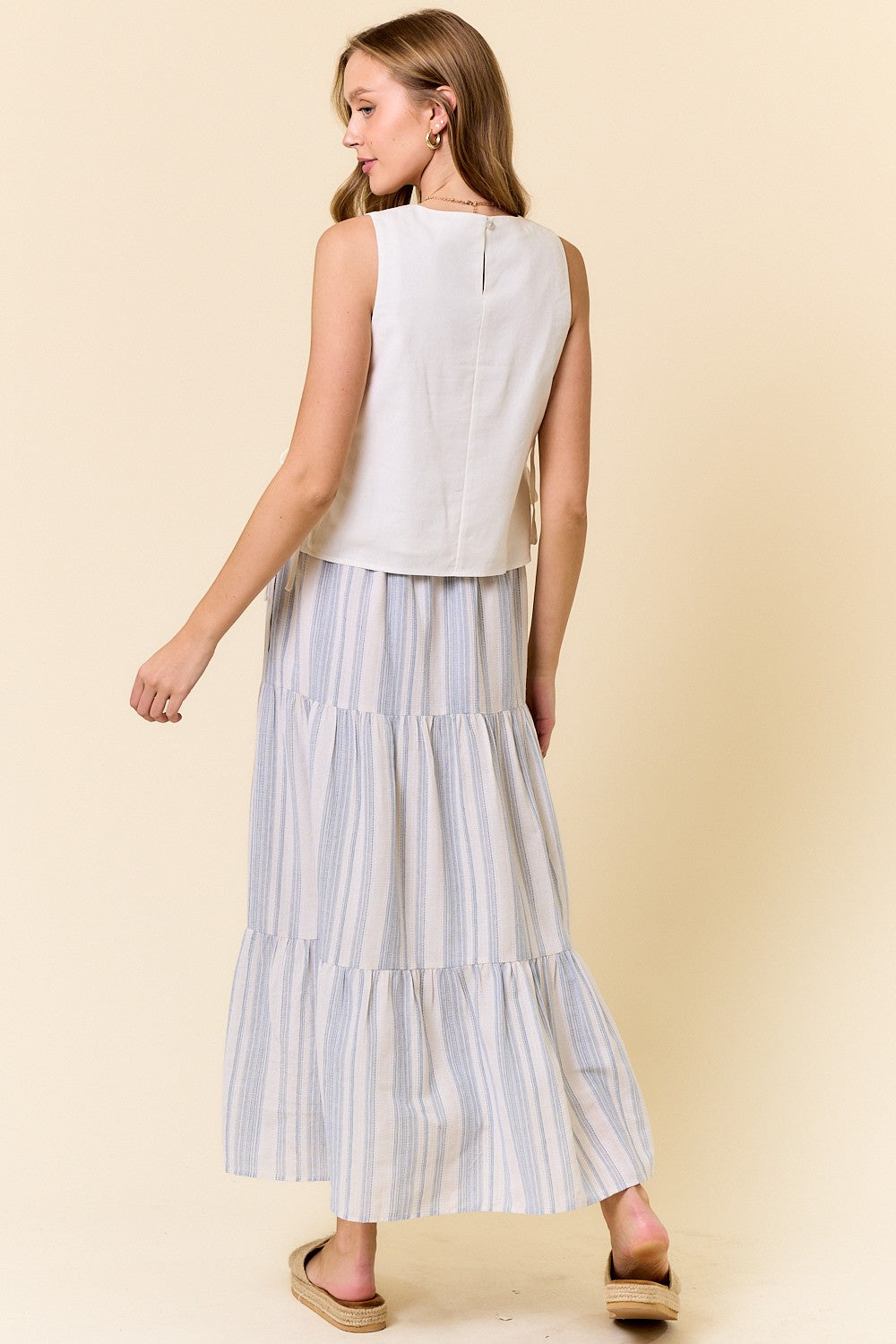 Stripe Tiered Maxi Skirt