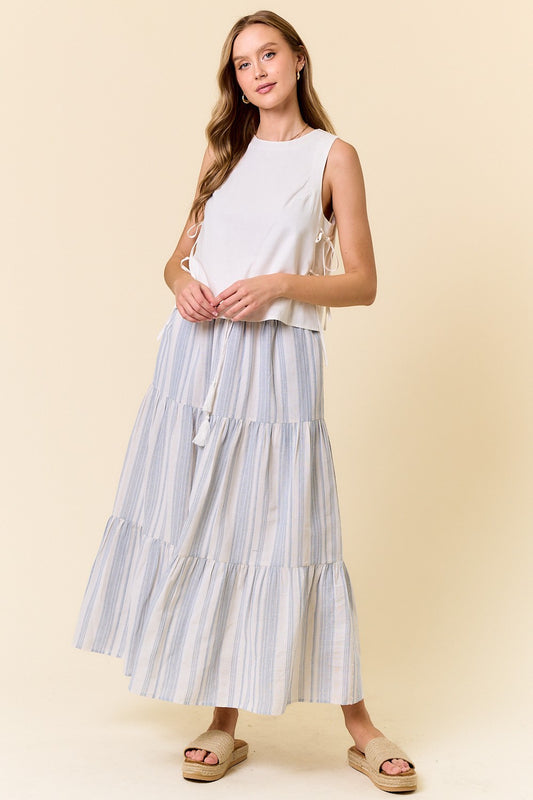 Stripe Tiered Maxi Skirt