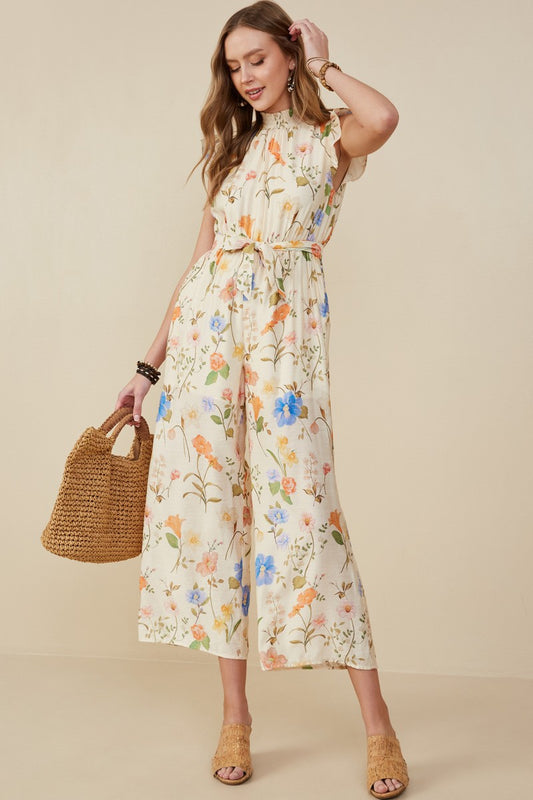 Floral Ruffle Sleeve Jumpsuit
