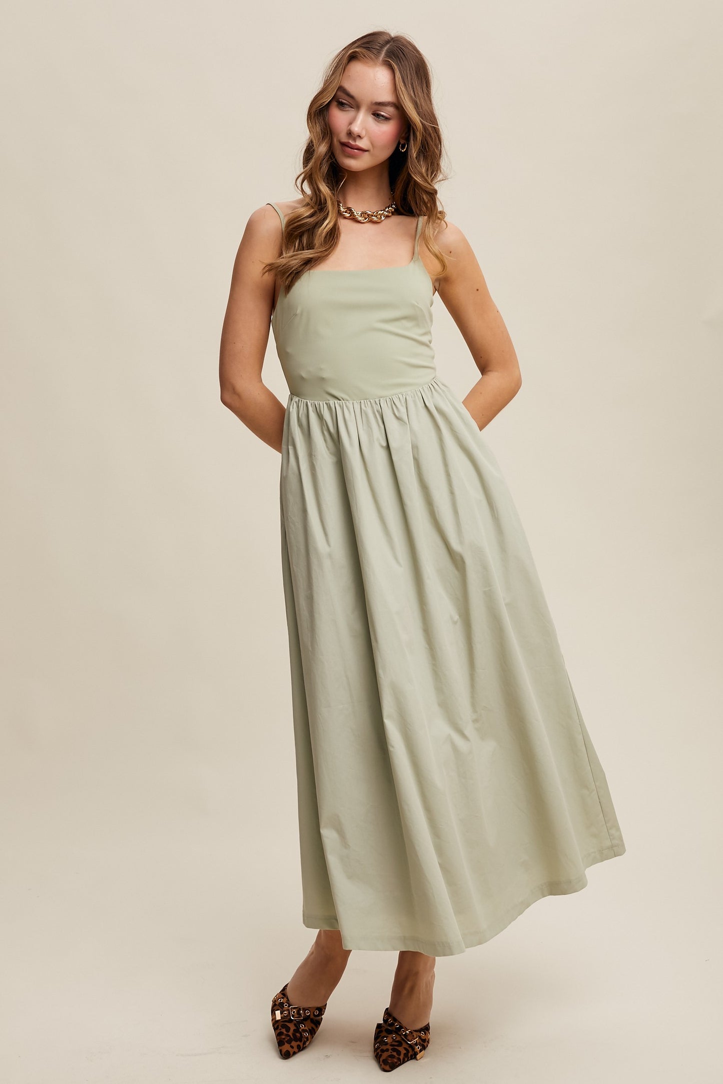 Tank Babydoll Maxi Dress in Sage