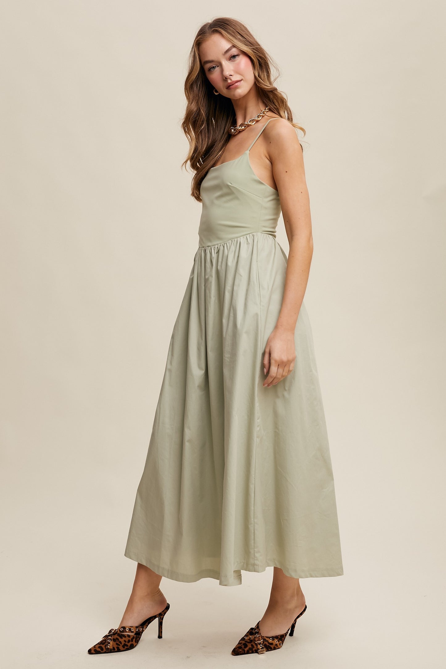 Tank Babydoll Maxi Dress in Sage