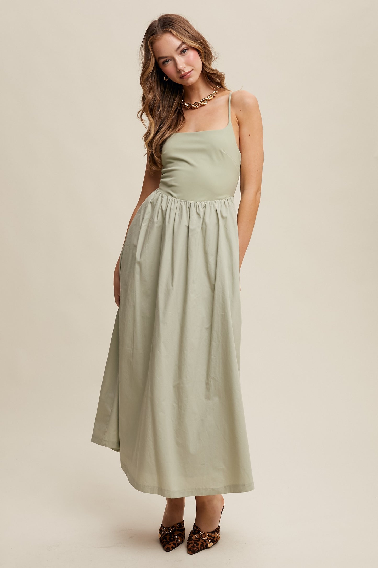 Tank Babydoll Maxi Dress in Sage