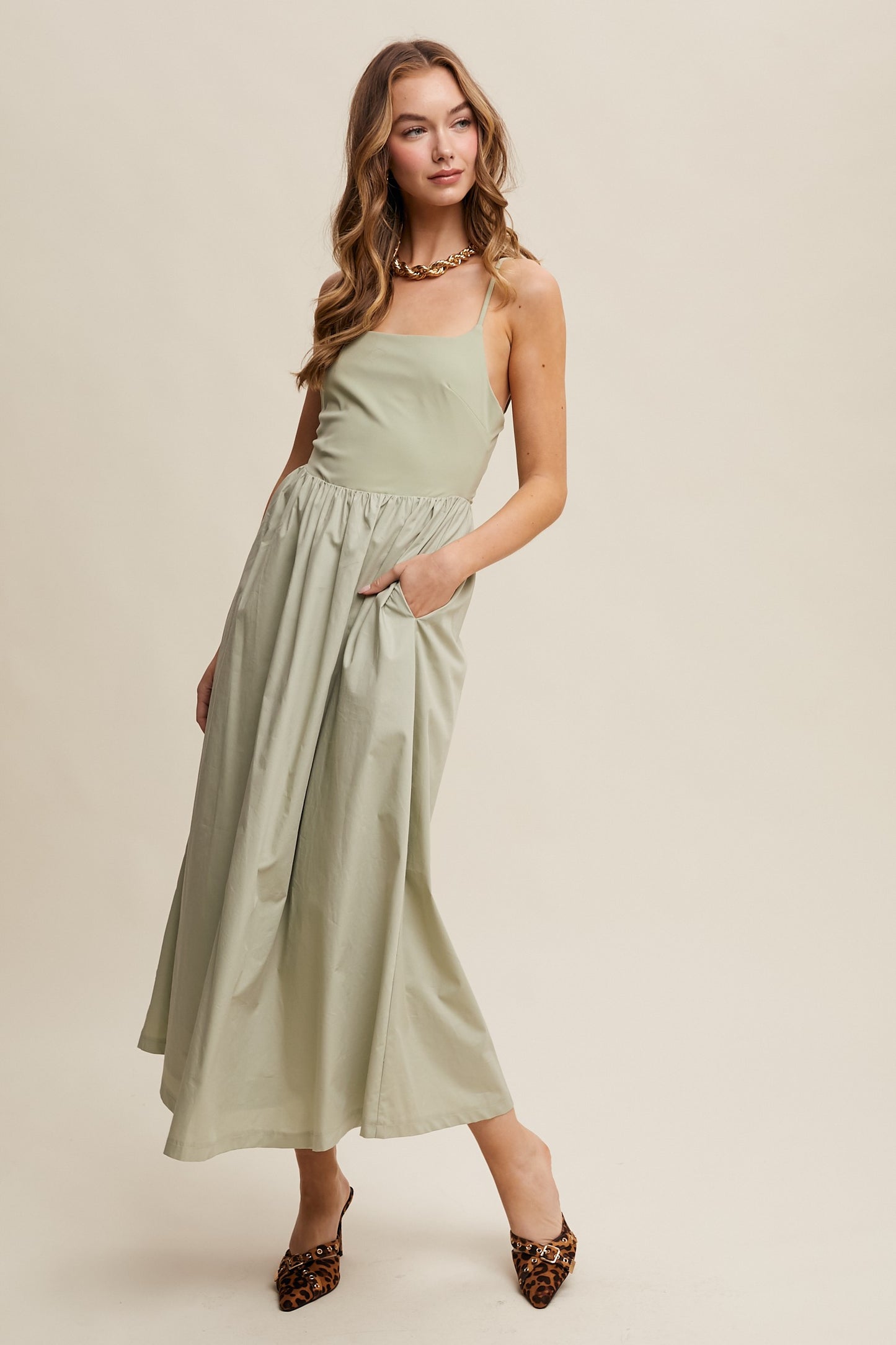 Tank Babydoll Maxi Dress in Sage