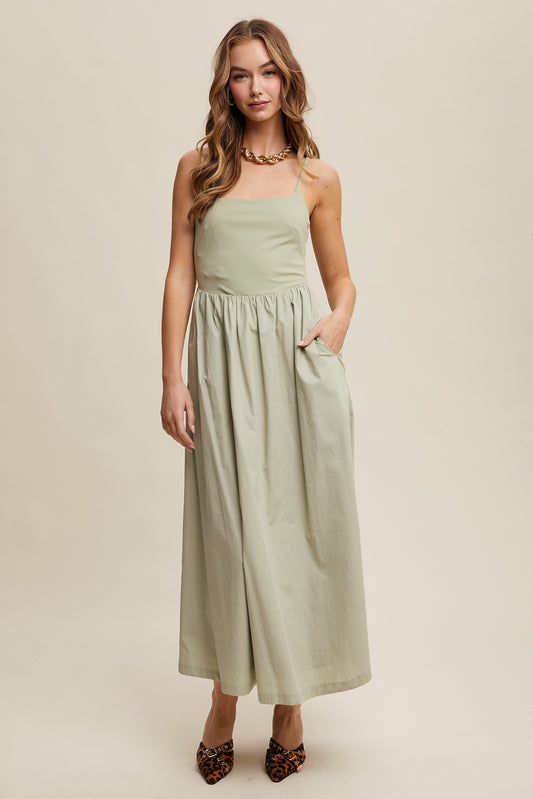 Tank Babydoll Maxi Dress in Sage