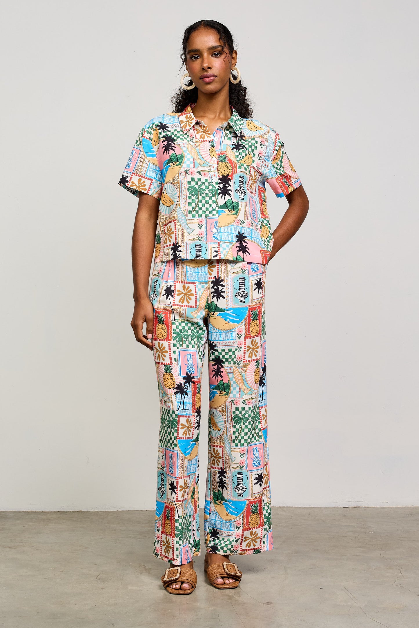 Vacation Print Button Down Shirt