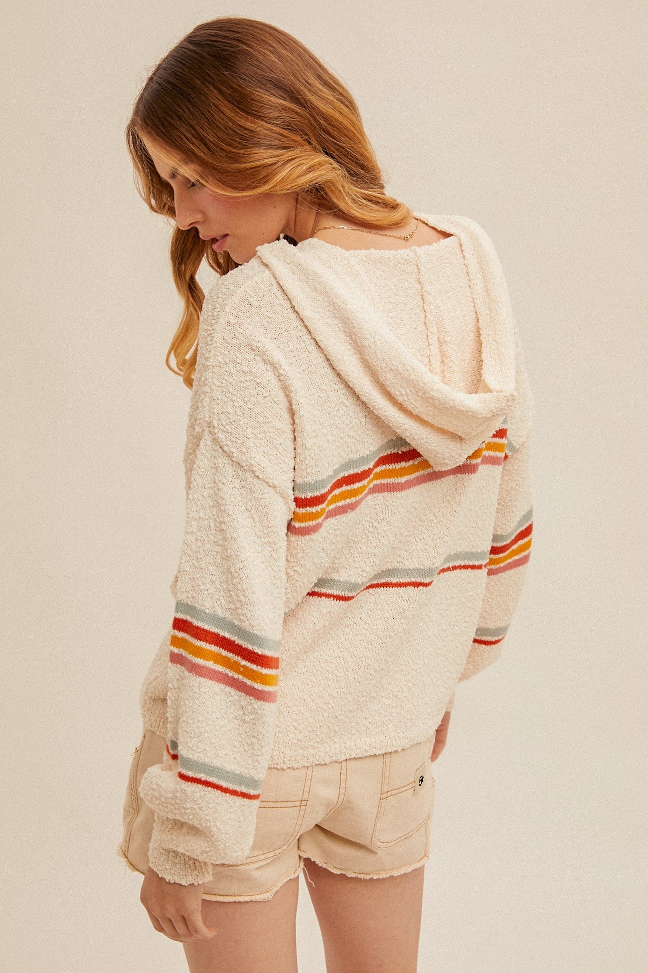 Multi Color Stripe Hoodie Sweater