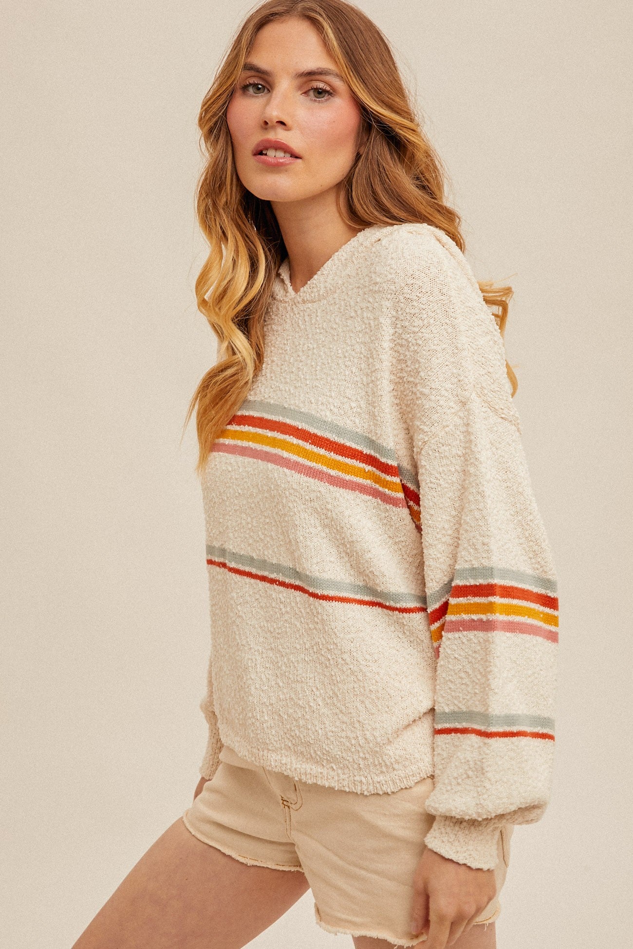 Multi Color Stripe Hoodie Sweater