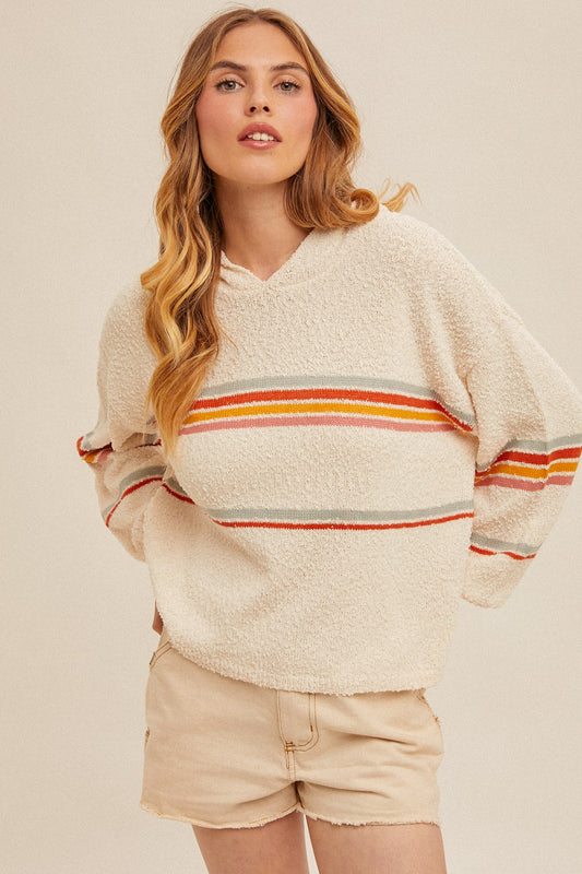 Multi Color Stripe Hoodie Sweater