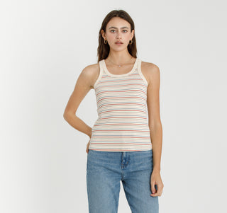 multi color stripe tank top for women