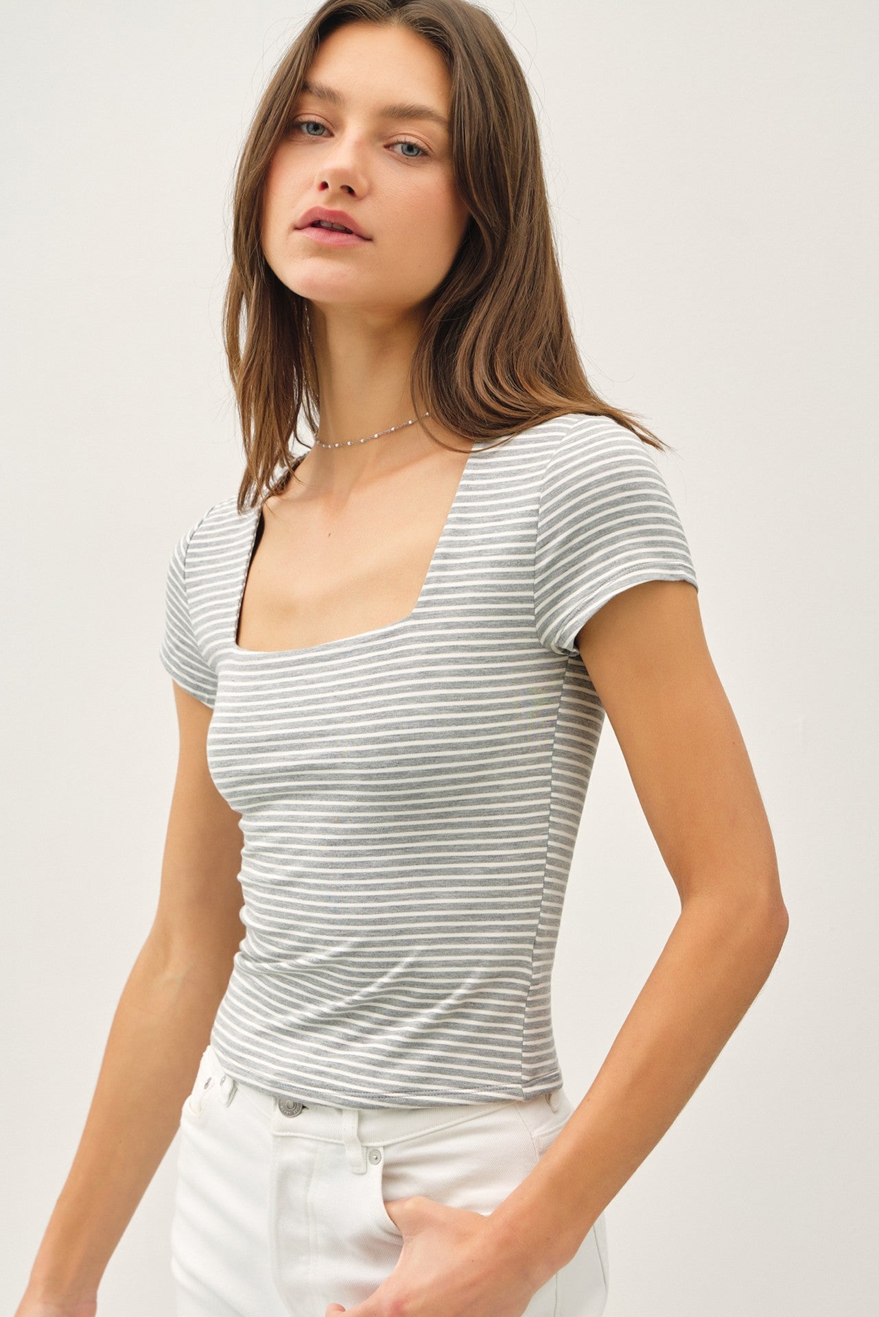 Square Neck Stripe Top Collection