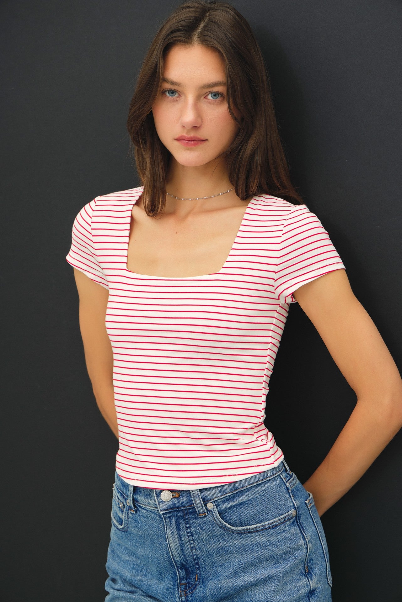 Square Neck Stripe Top Collection