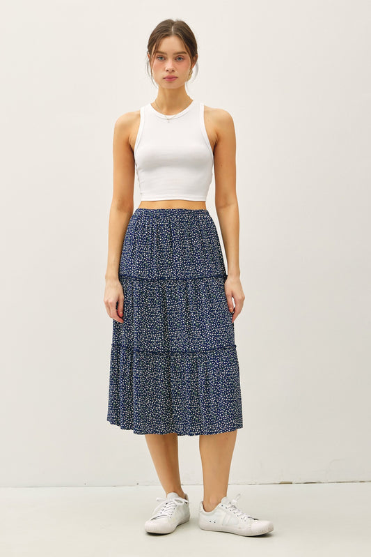 Flowy Tiered Skirt in Navy