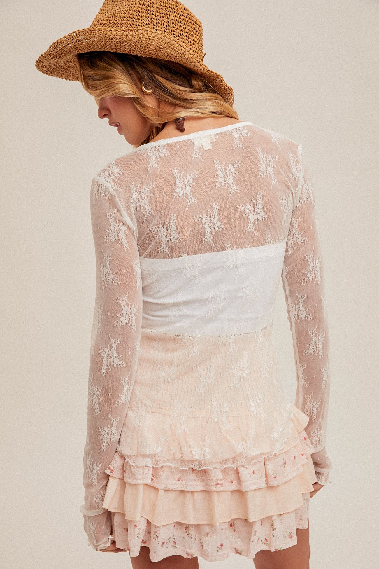 Cabbage Ruffle Lace Top in White