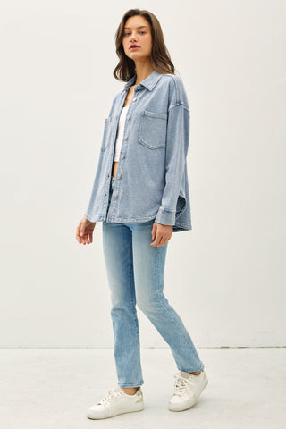 Washed Vintage Shacket in Blue