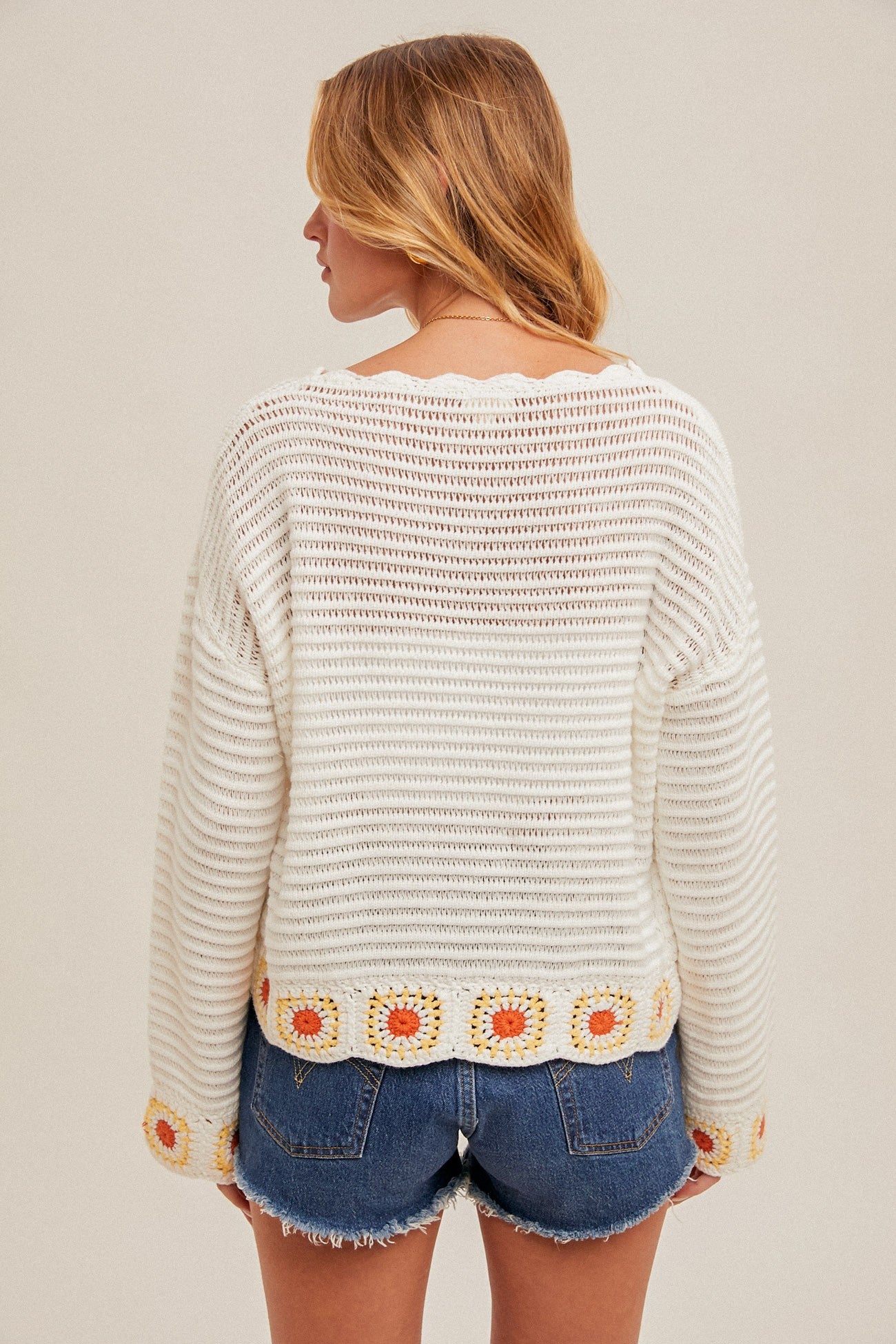 Crochet Patch Detail Sweater