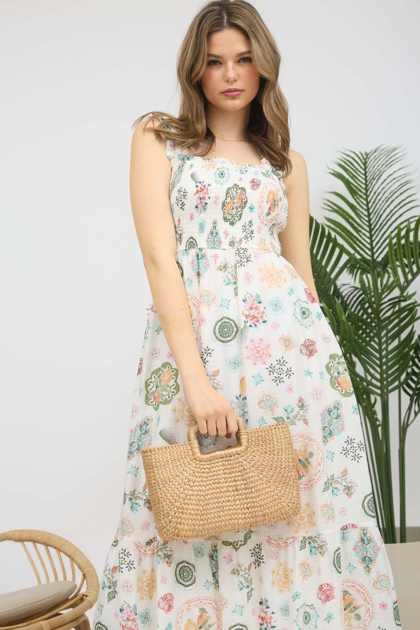Floral Smock Midi Dress