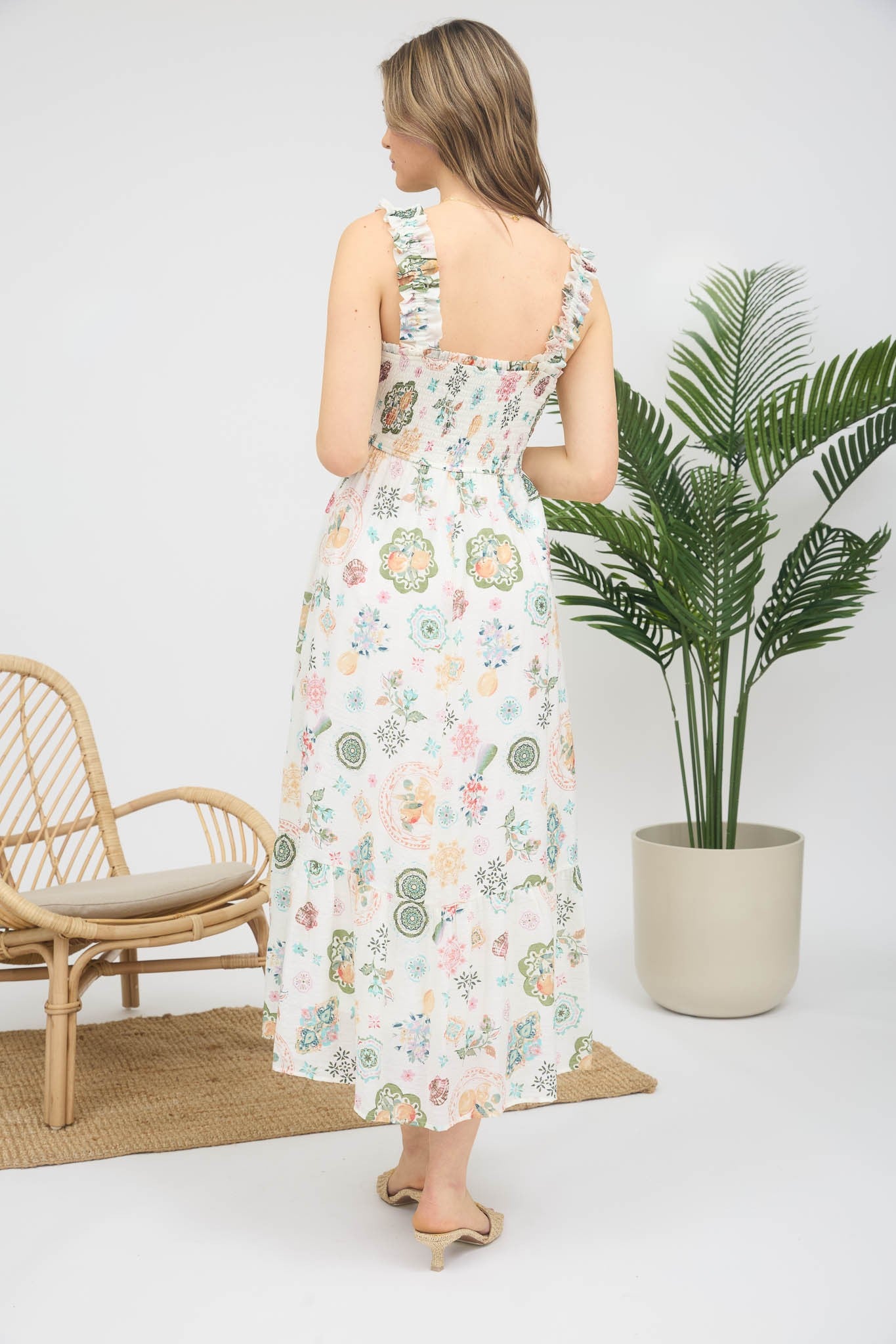 Floral Smock Midi Dress