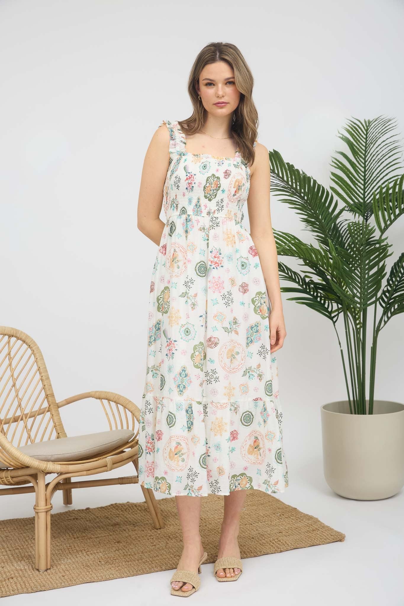 Floral Smock Midi Dress