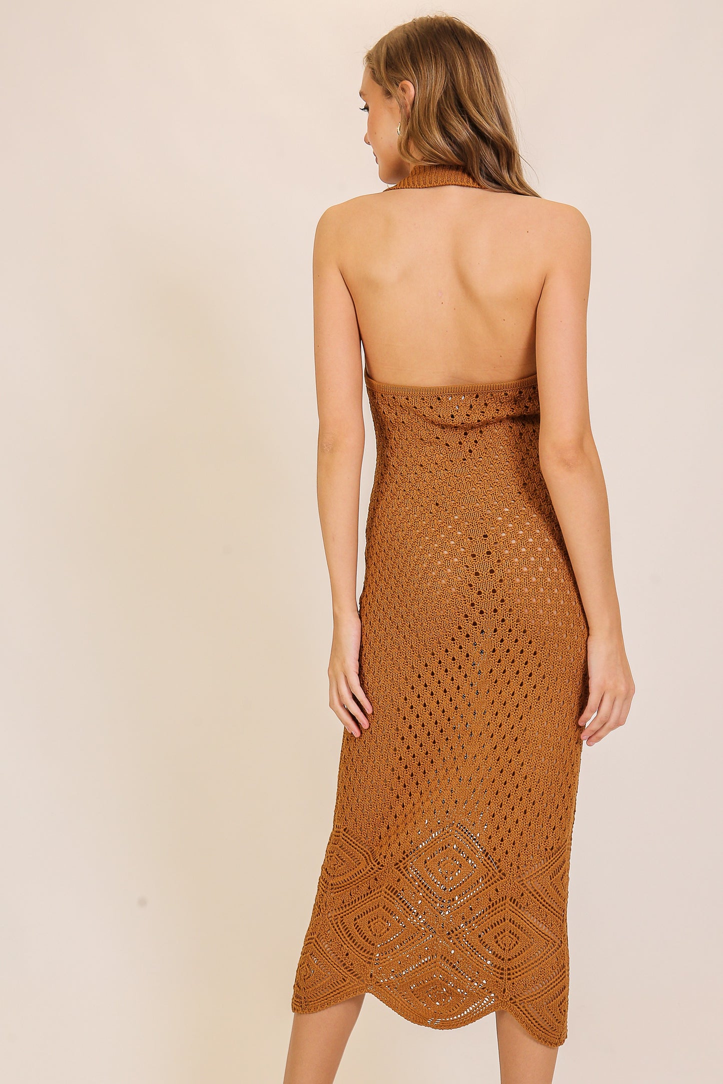 Knitted Halter-neck Crochet Dress