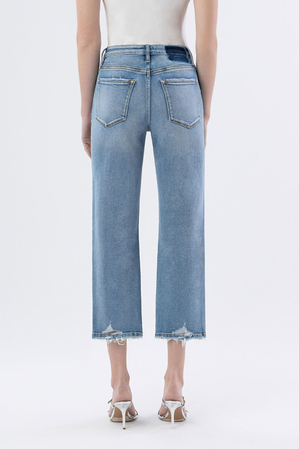 High Rise Crop Slim Wide Jeans