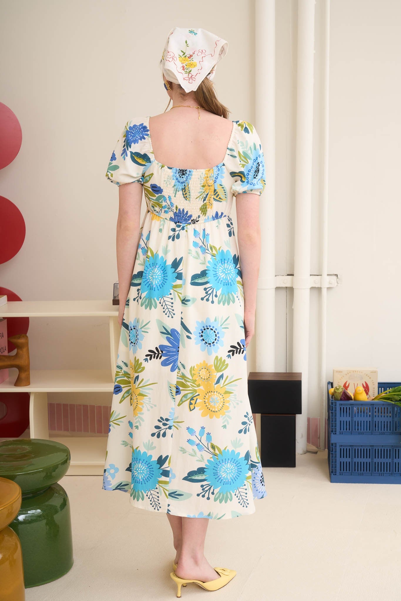 Floral Print Square Neck Dress