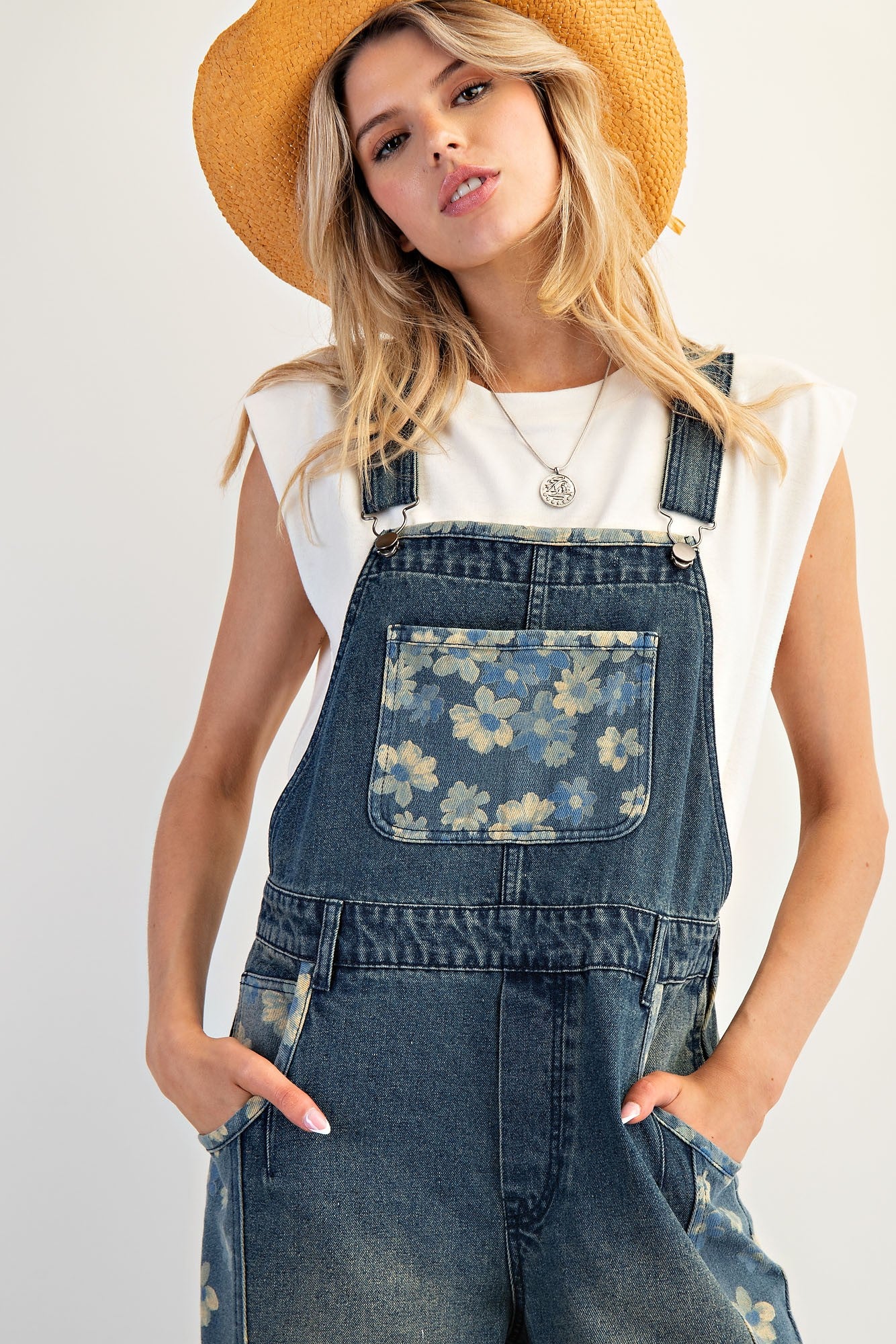 Flower Denim Overalls