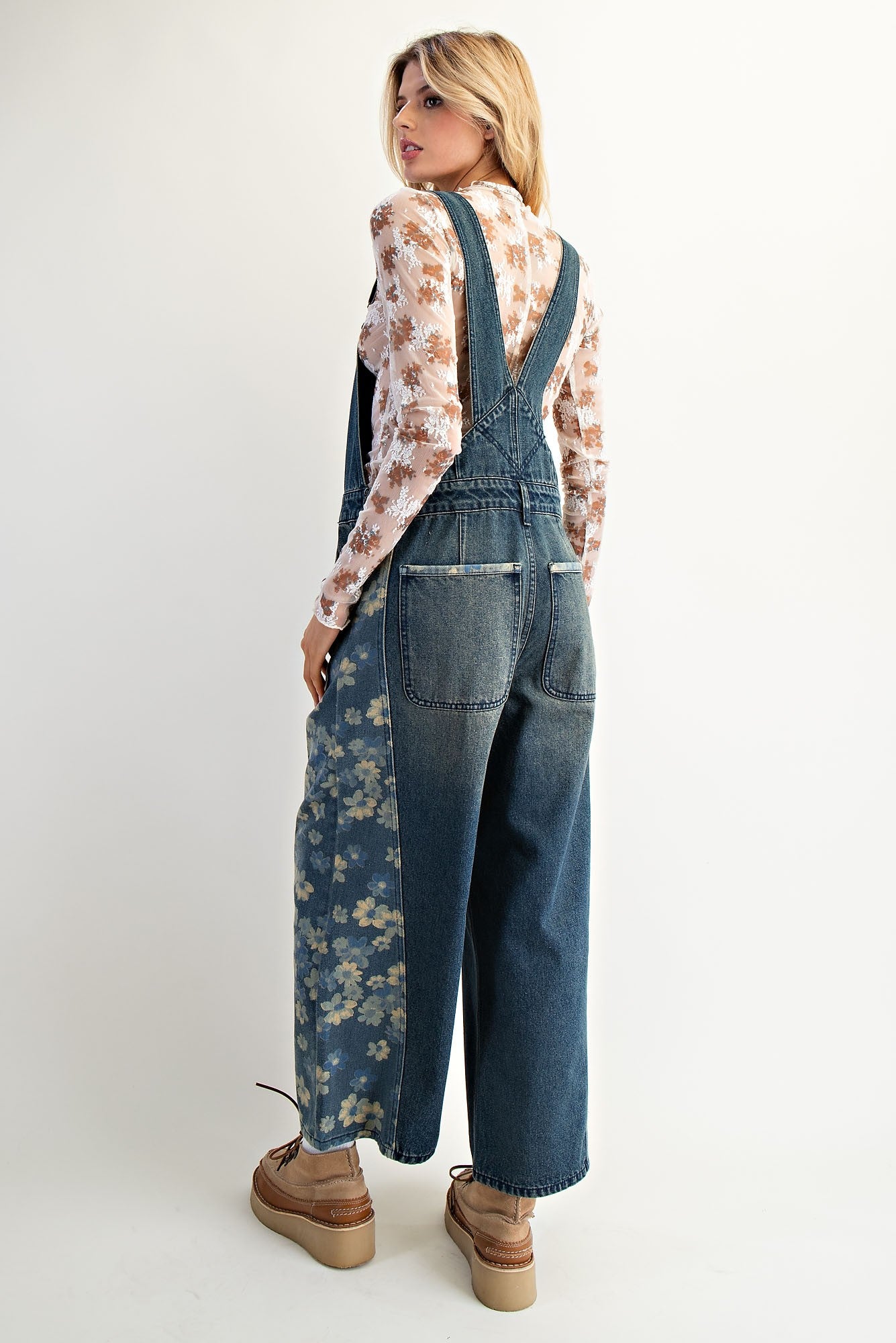 Flower Denim Overalls