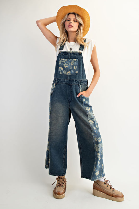Flower Denim Overalls