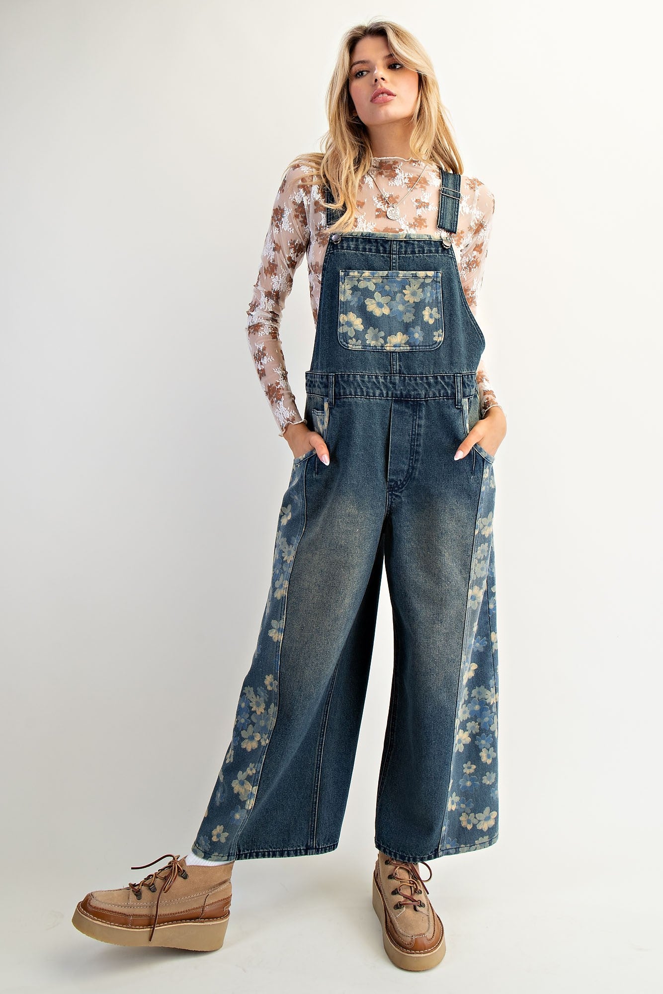 Flower Denim Overalls
