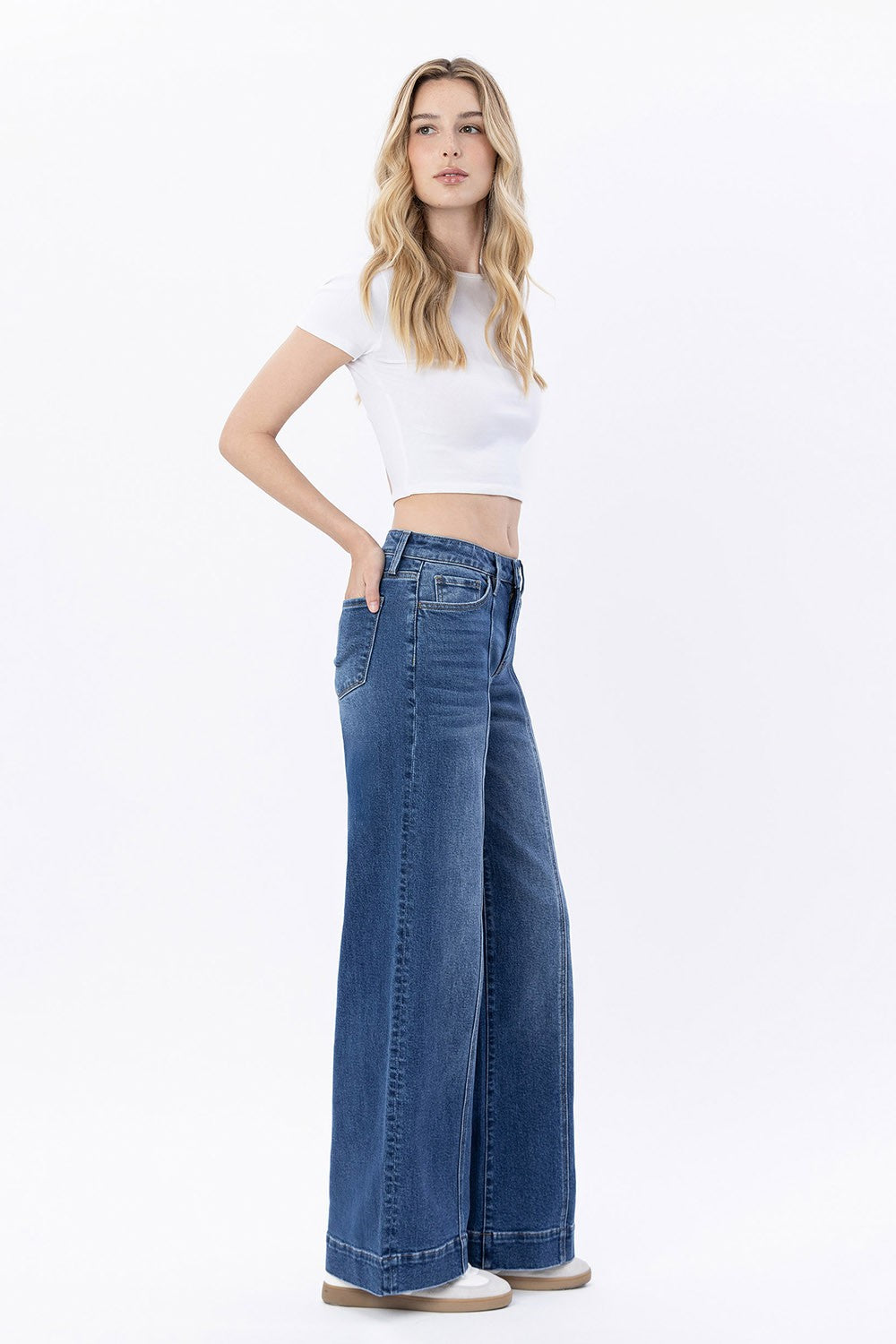 High Rise Trouser Hem Jeans