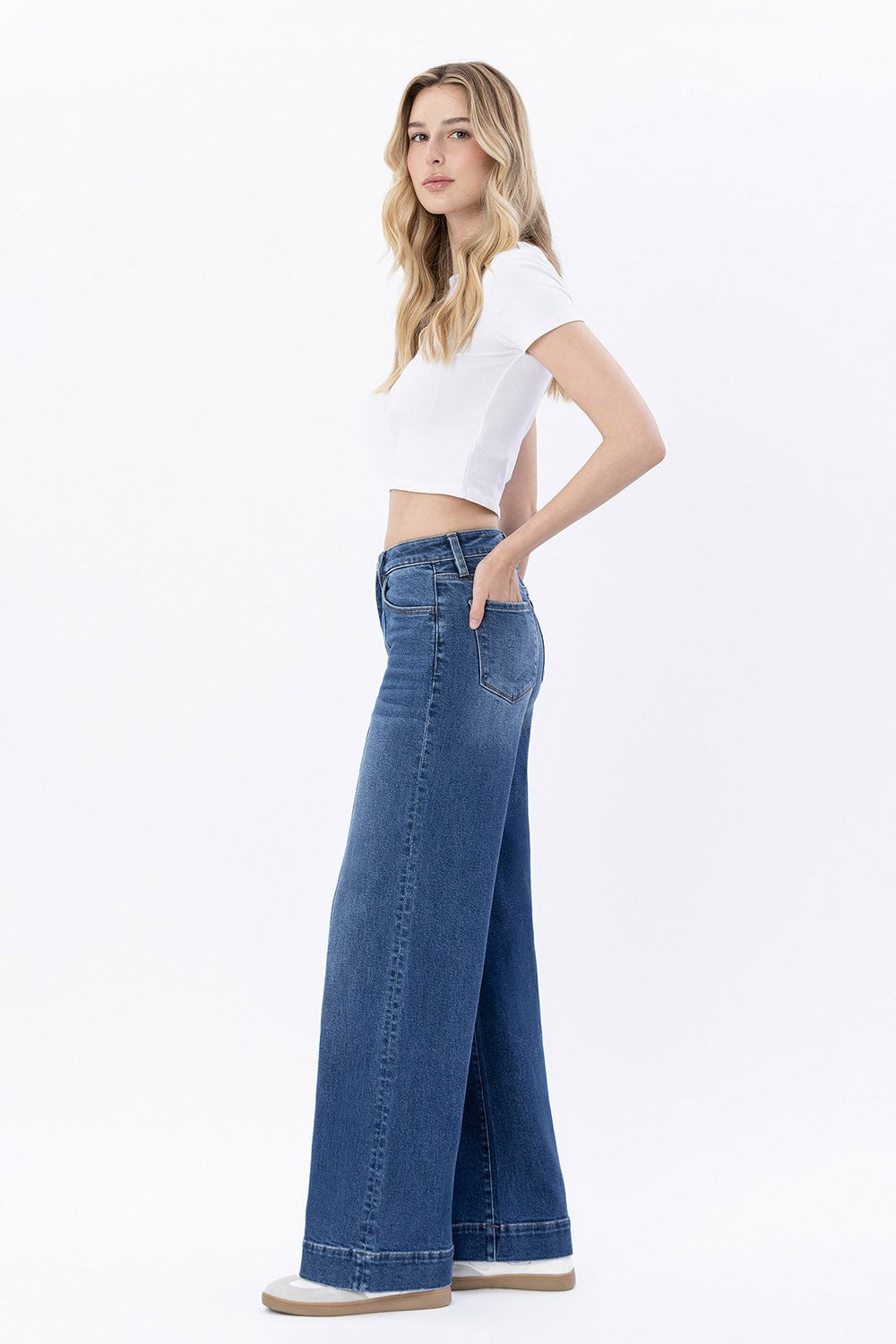 High Rise Trouser Hem Jeans