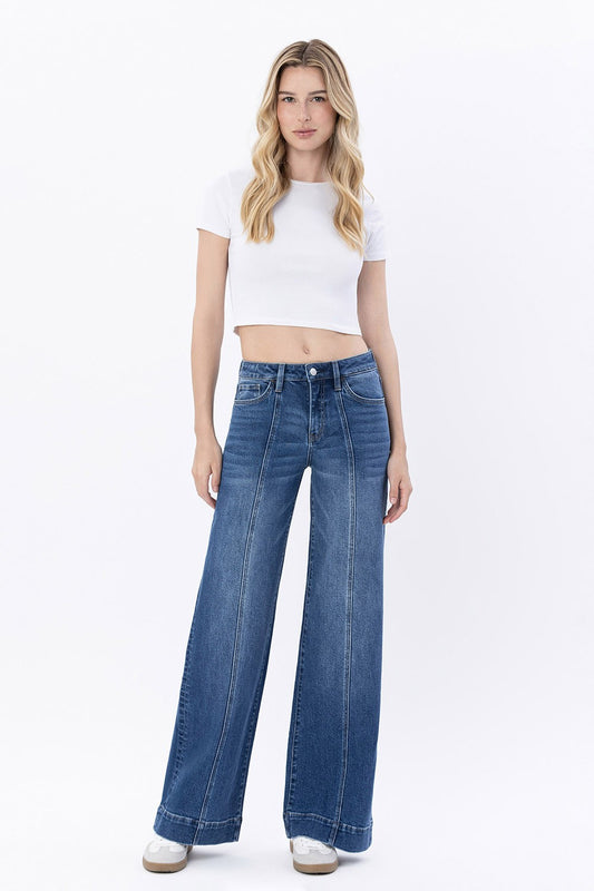 High Rise Trouser Hem Jeans