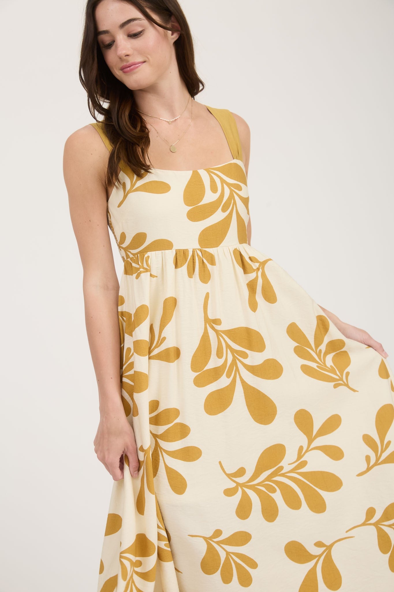 Mustard Back Tie Detail Dress