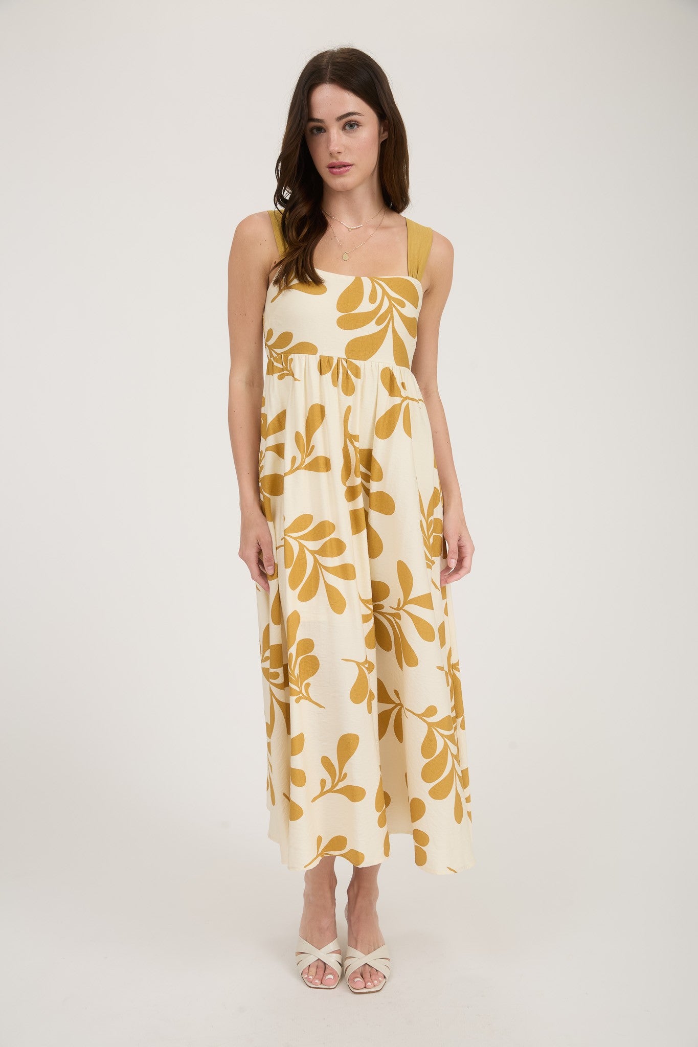 Mustard Back Tie Detail Dress