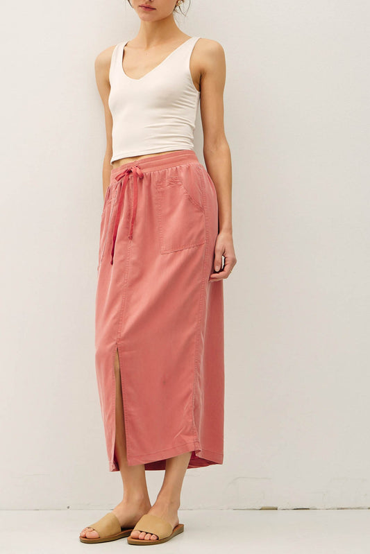 Tencel Midi Skirt in Dusty Coral