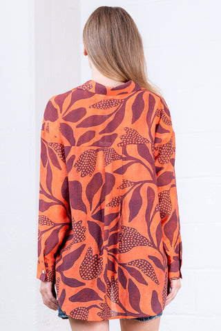 Button Down Leaf Printed Shirt