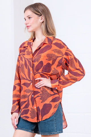 Button Down Leaf Printed Shirt