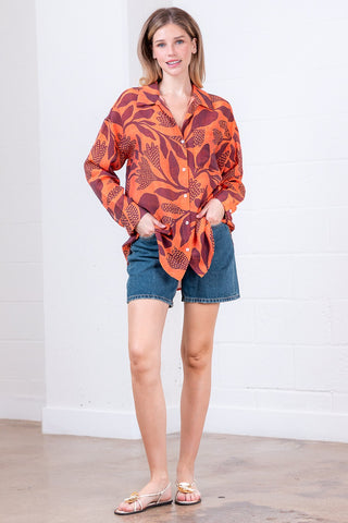 Button Down Leaf Printed Shirt