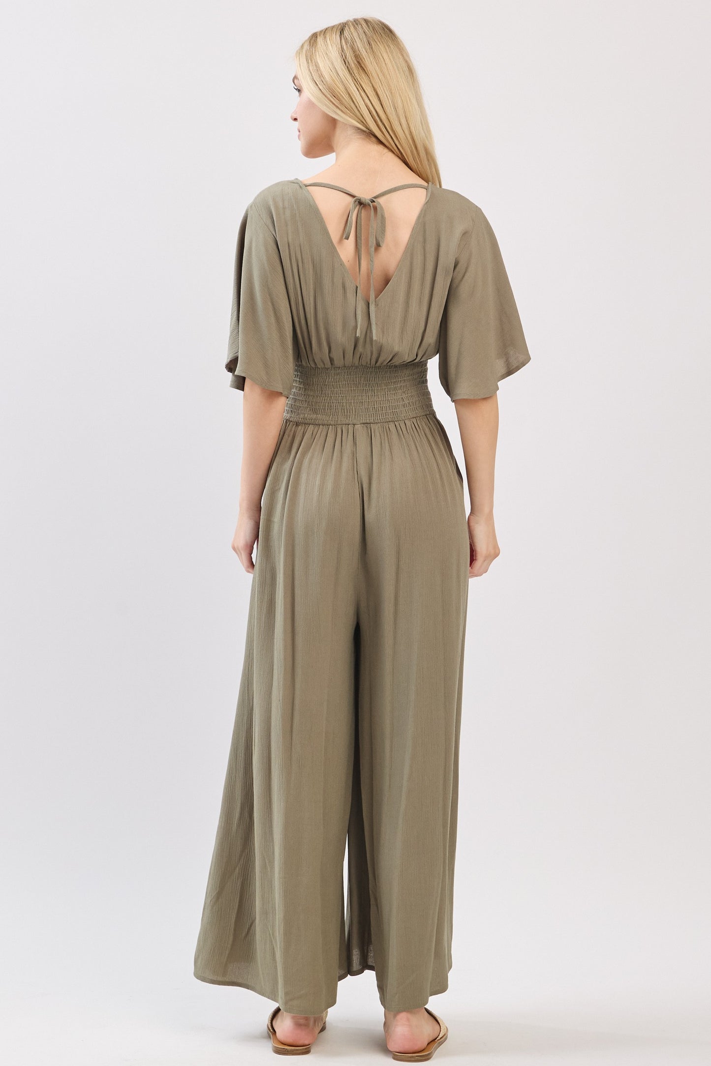 Gauze Smocked Waist Jumpsuit