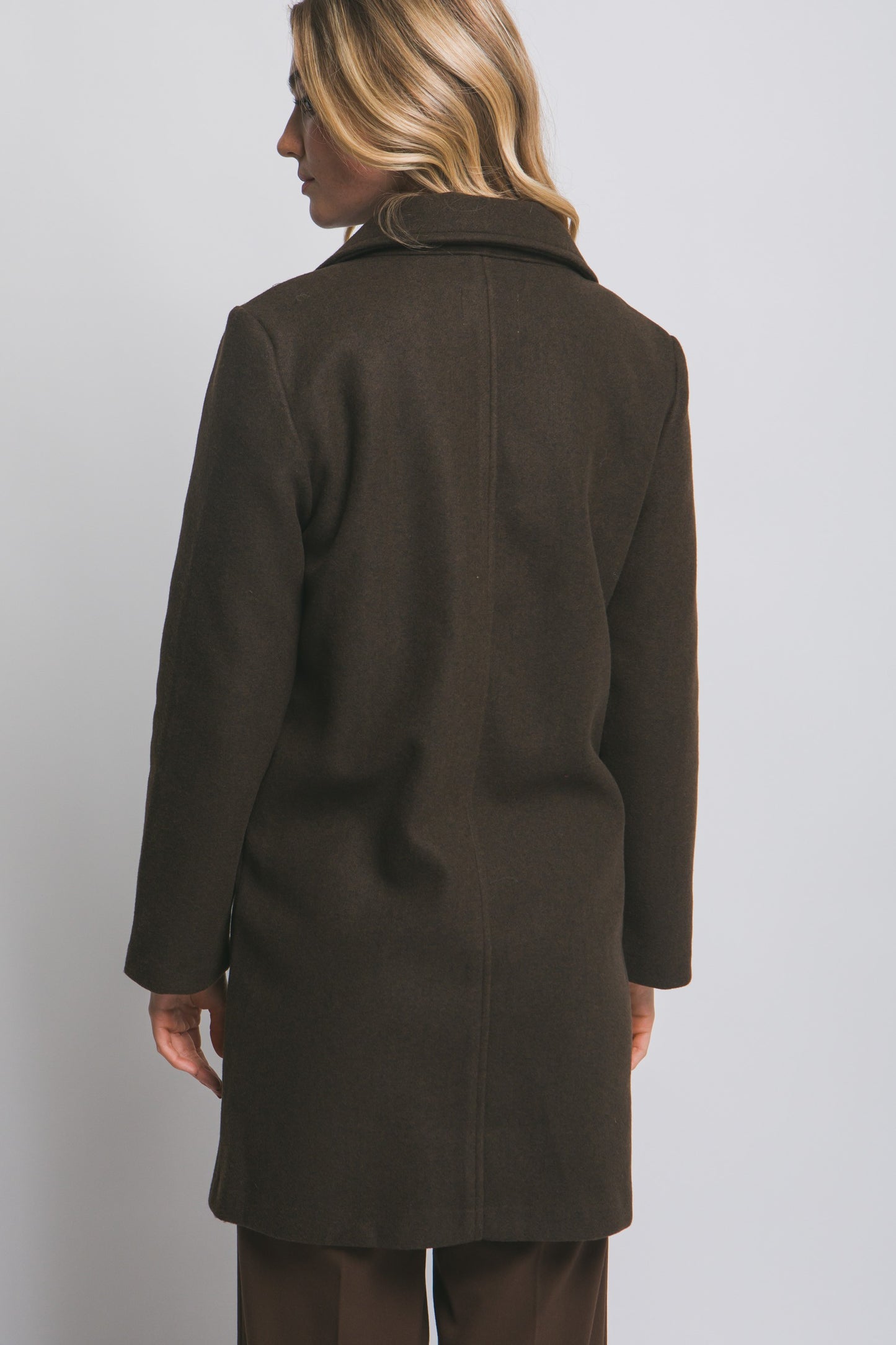 Notched Lapel Coat in Espresso