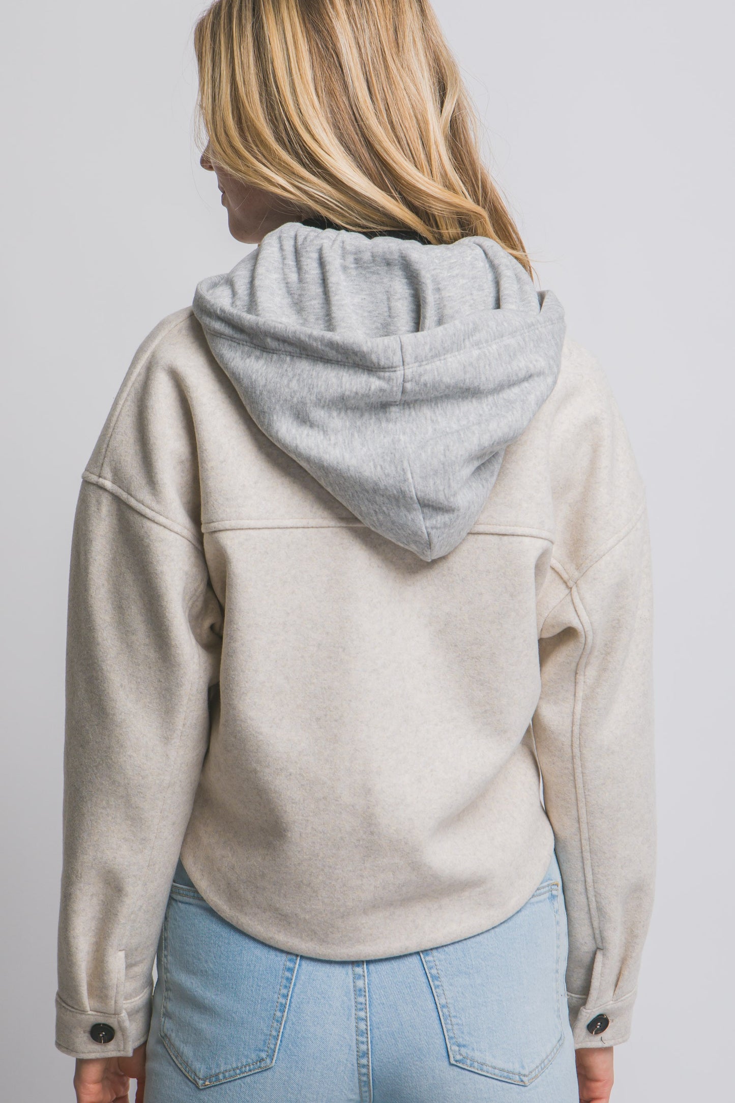 Cropped Fleece Jacket With Removable Hoodie