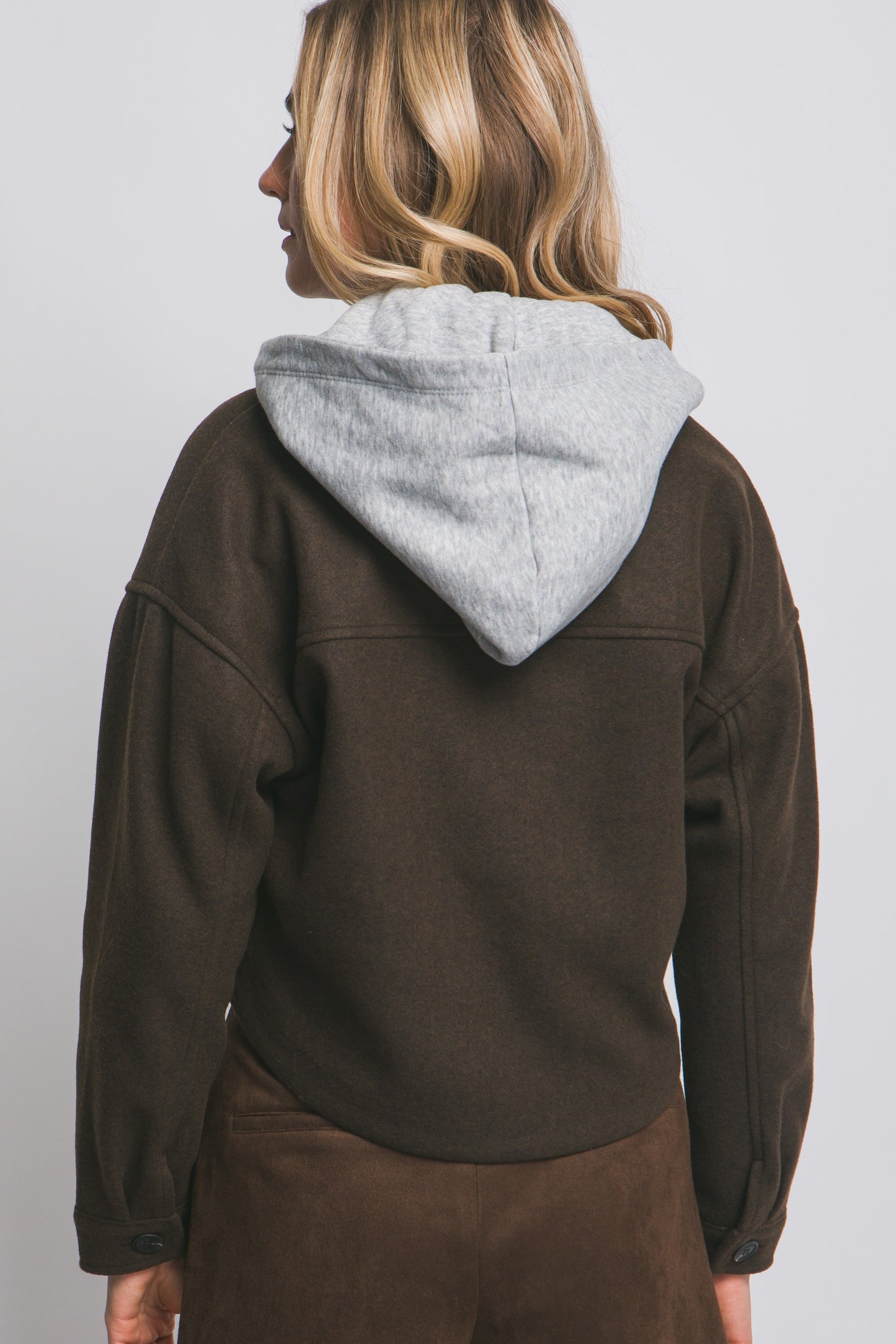 Cropped Fleece Jacket With Removable Hoodie