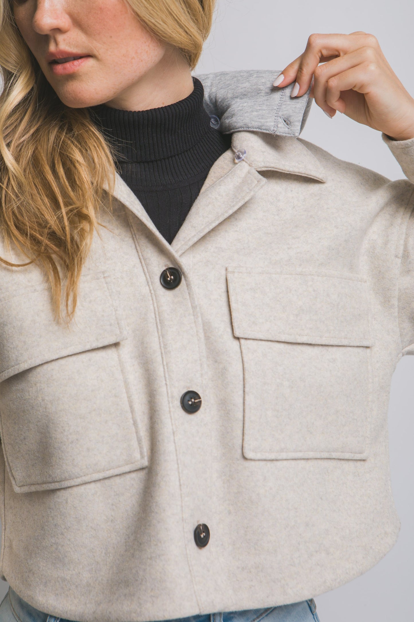 Cropped Fleece Jacket With Removable Hoodie