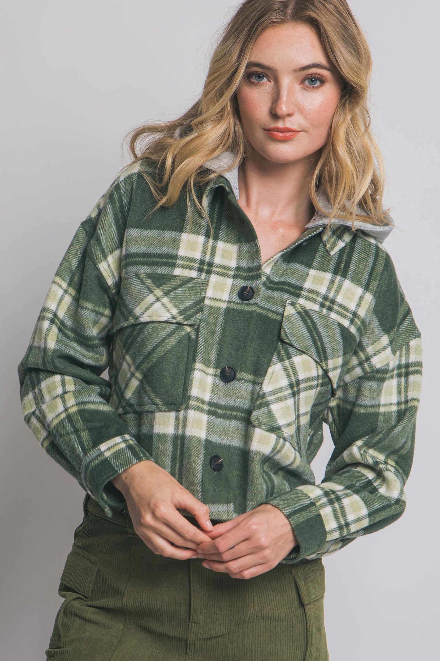 Plaid Shacket With Detachable Hood