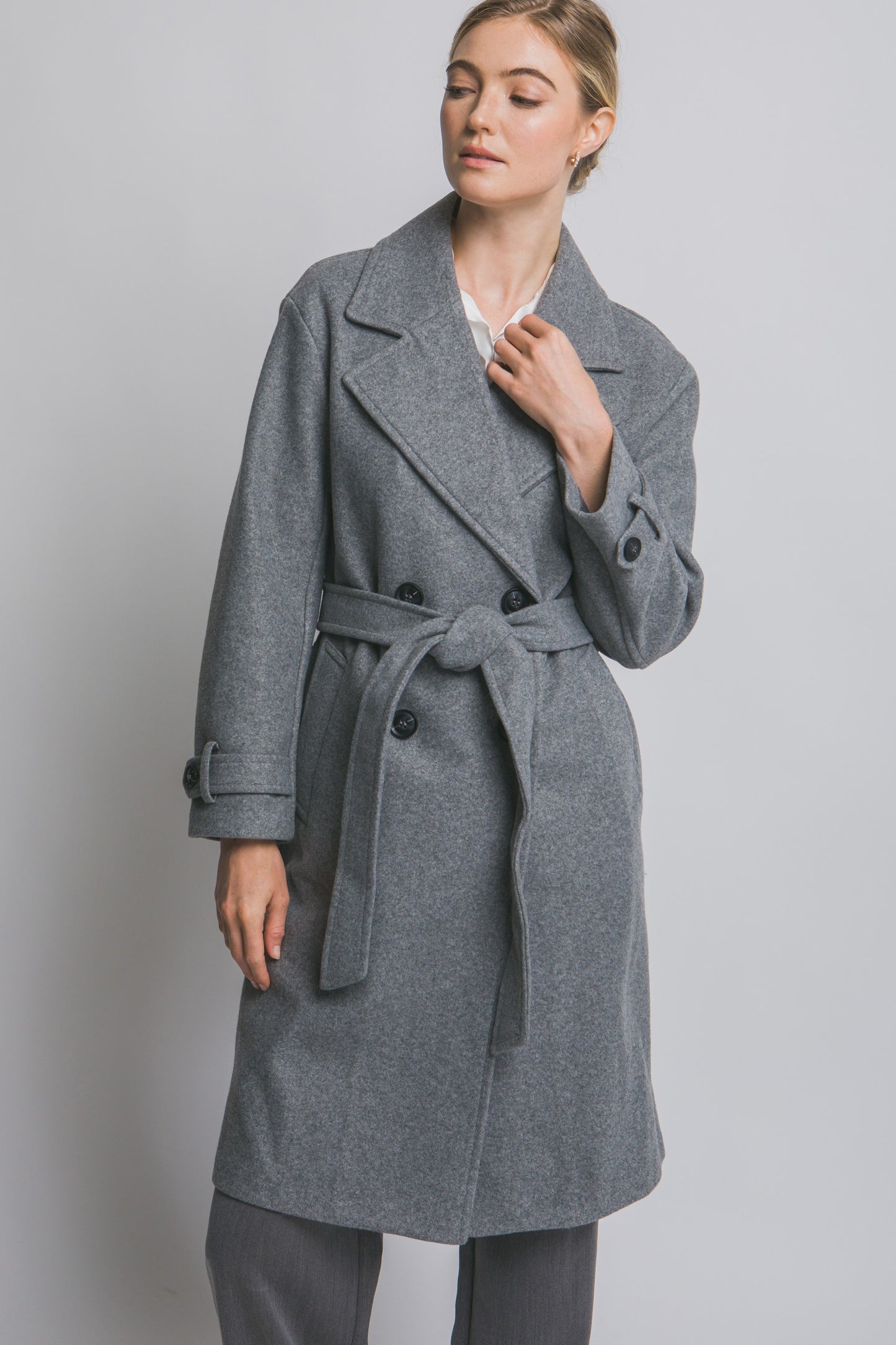 Double Breasted Belted Wrap Coat
