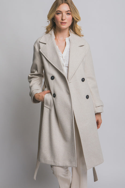 Double Breasted Belted Wrap Coat