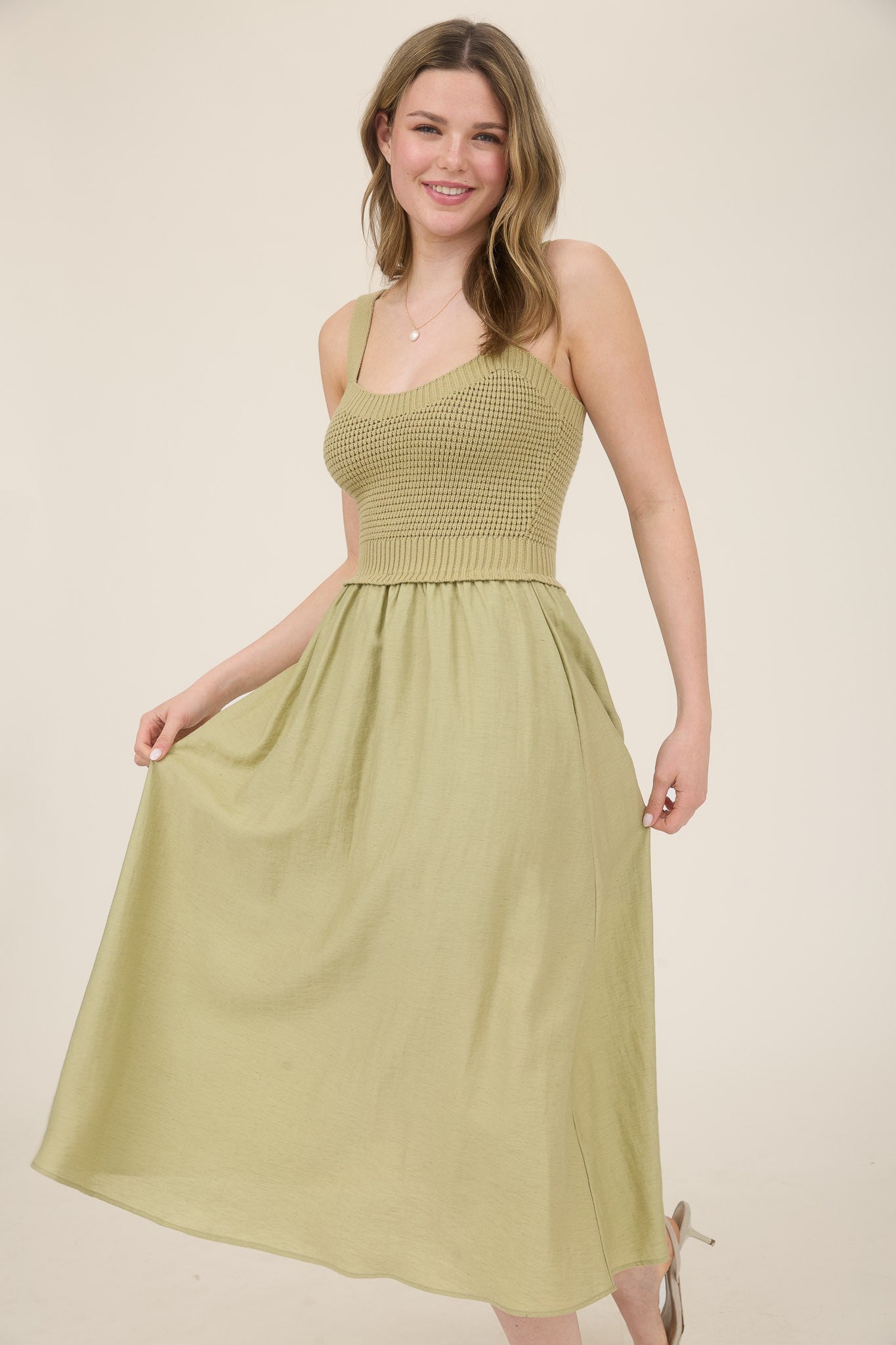 Helen Knit Twoofer Midi Dress