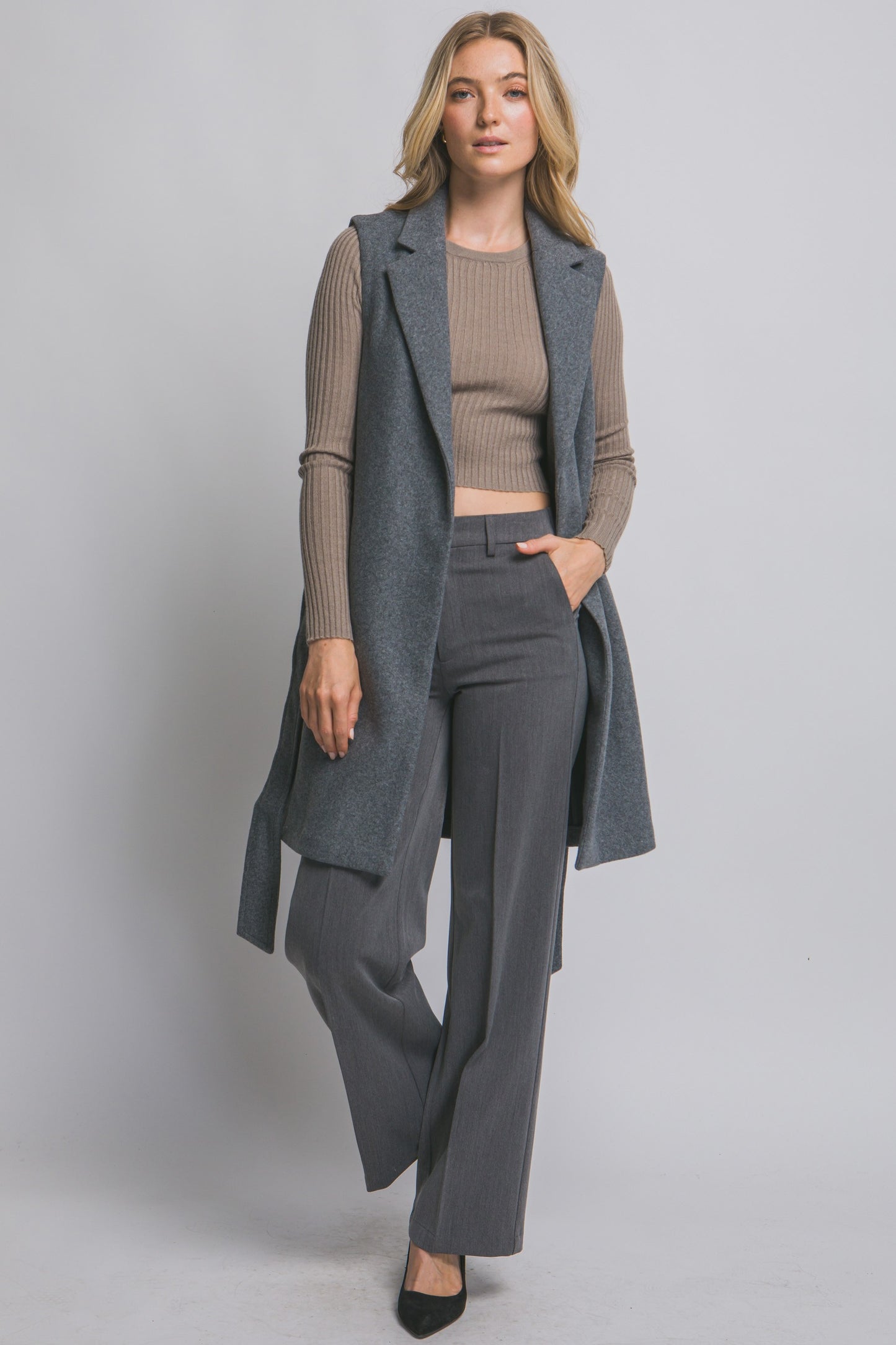 Lapel Collar Vest with Tie