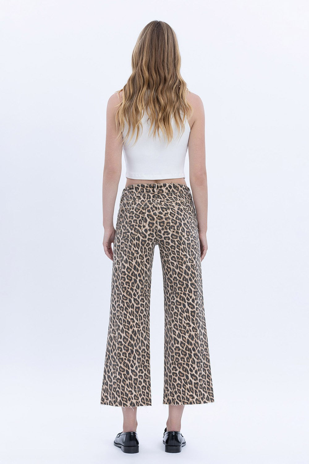 Animal Print Crop Wide Leg Jeans