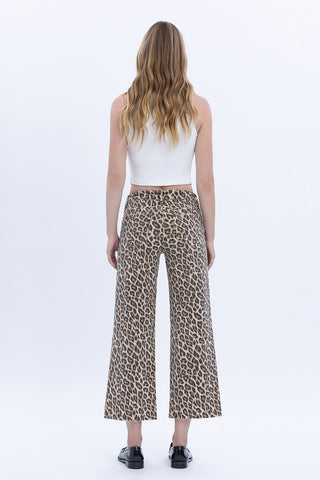 Animal Print Crop Wide Leg Jeans